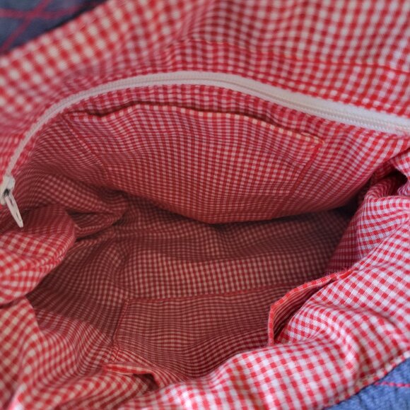 Vintage 1970’s Handmade Reversible Denim Handbag Purse. Medium blue quilted - Picture 7 of 12